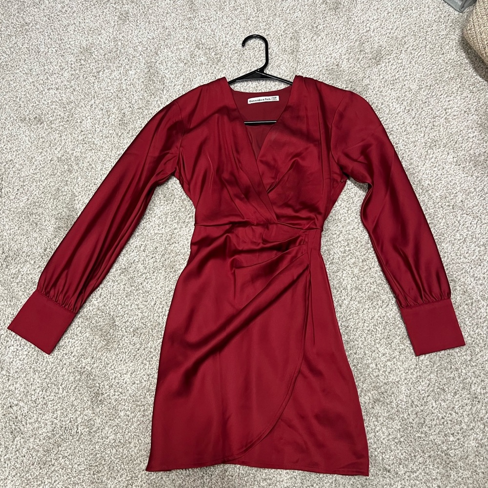 Abercrombie & Fitch Deep Red Long Sleeve Dress